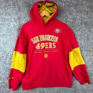 San Francisco 49ers Hoodie Unisex Large Red Mitchell & Ness NFL Fleece Retro